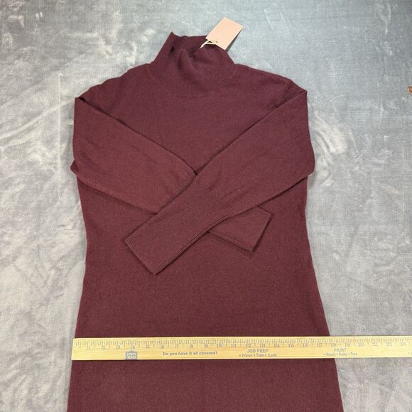 Quince Women's 100% Cashmere Turtleneck Sweater Maxi Dress Maroon Size M NWT - Picture 13 of 14